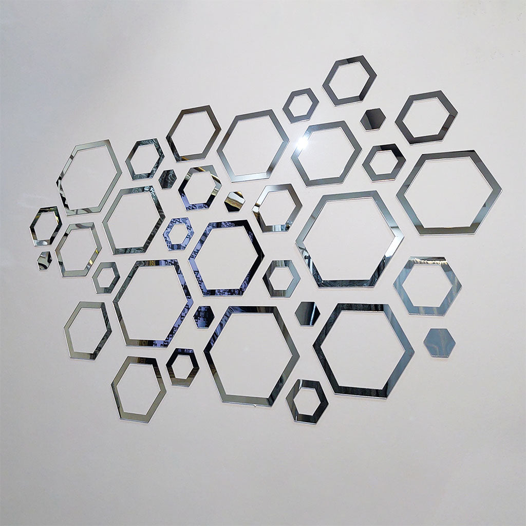 Hexagon Elegant Acrylic Wall Decor Mirrors