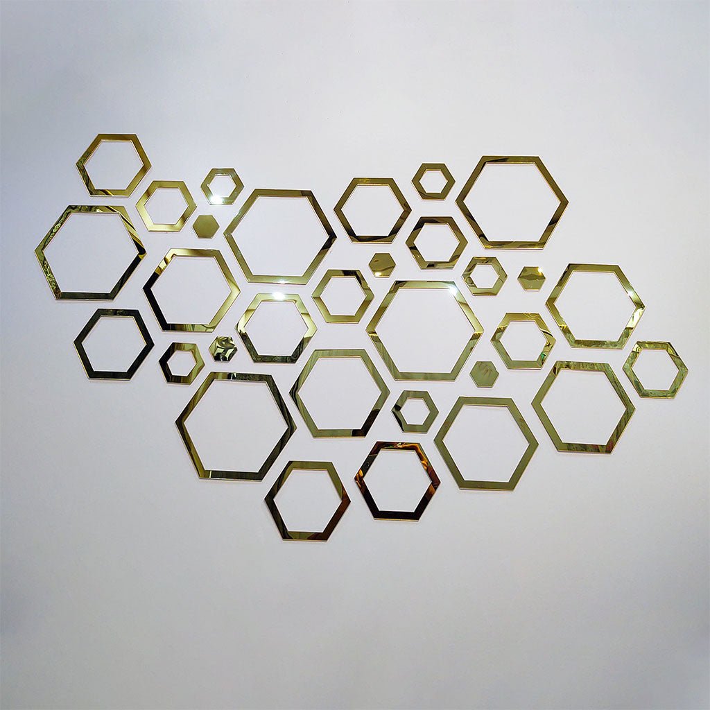 Hexagon Elegant Acrylic Wall Decor Mirrors