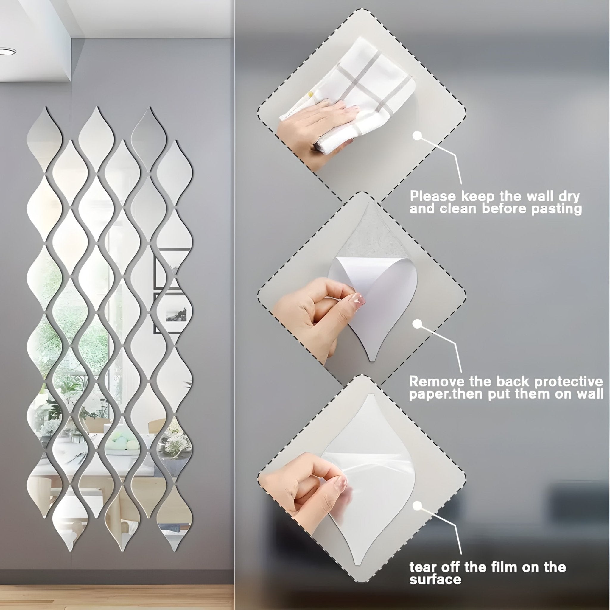 Teardrop Elegant Acrylic Wall Decor Mirrors