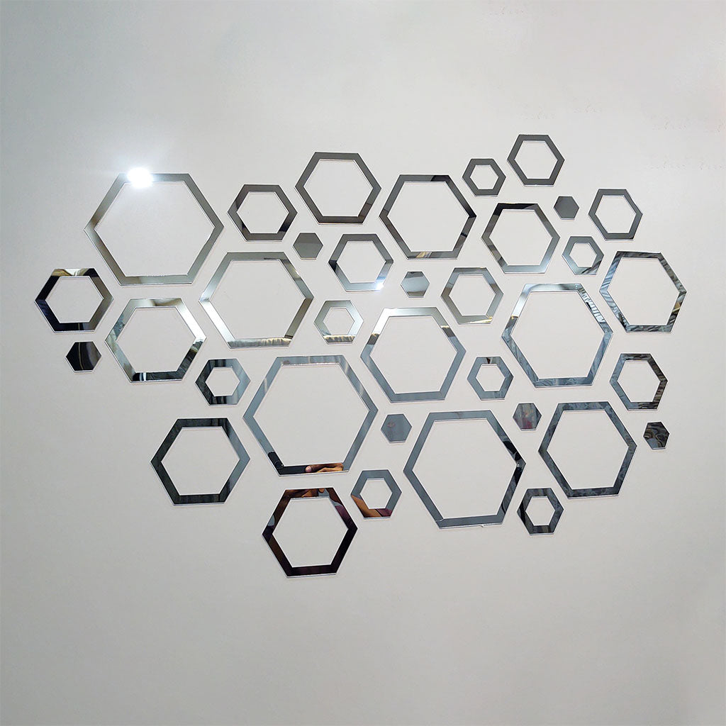 Hexagon Elegant Acrylic Wall Decor Mirrors
