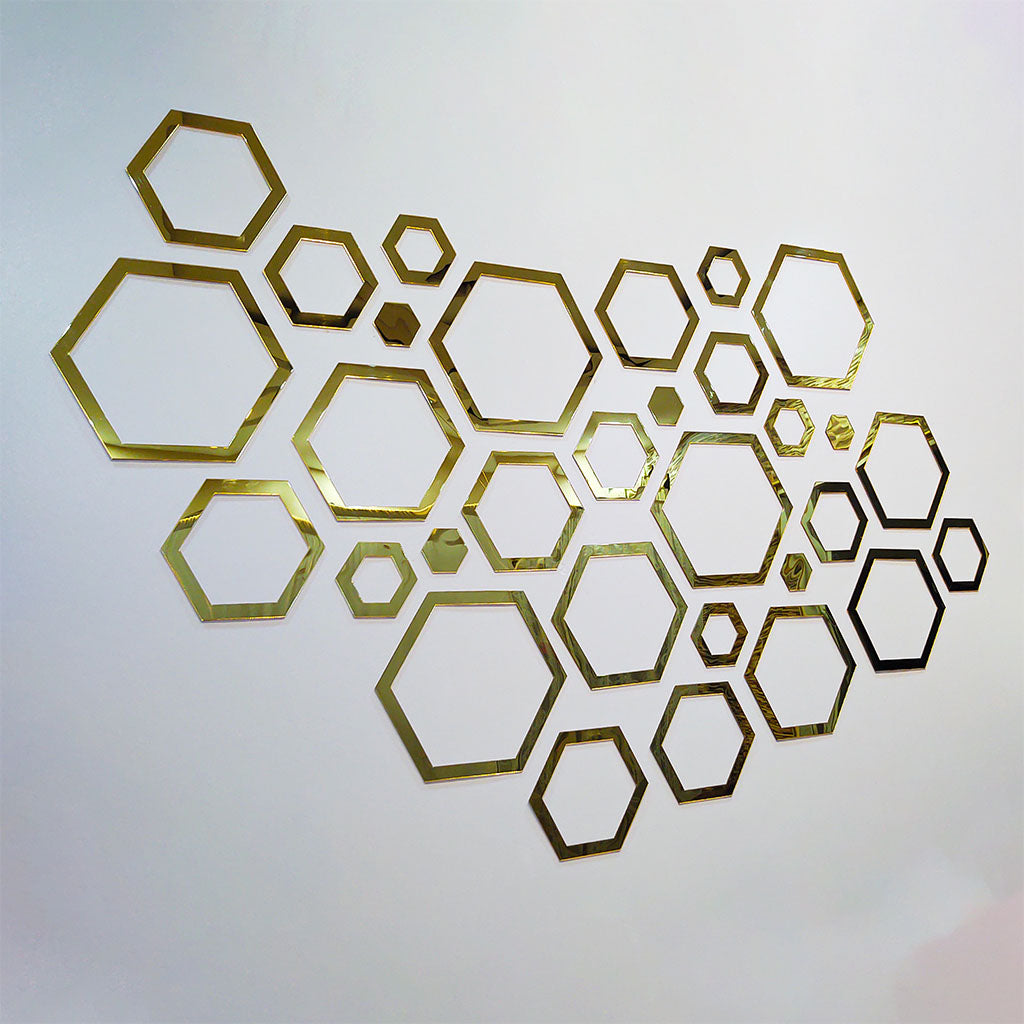Hexagon Elegant Acrylic Wall Decor Mirrors
