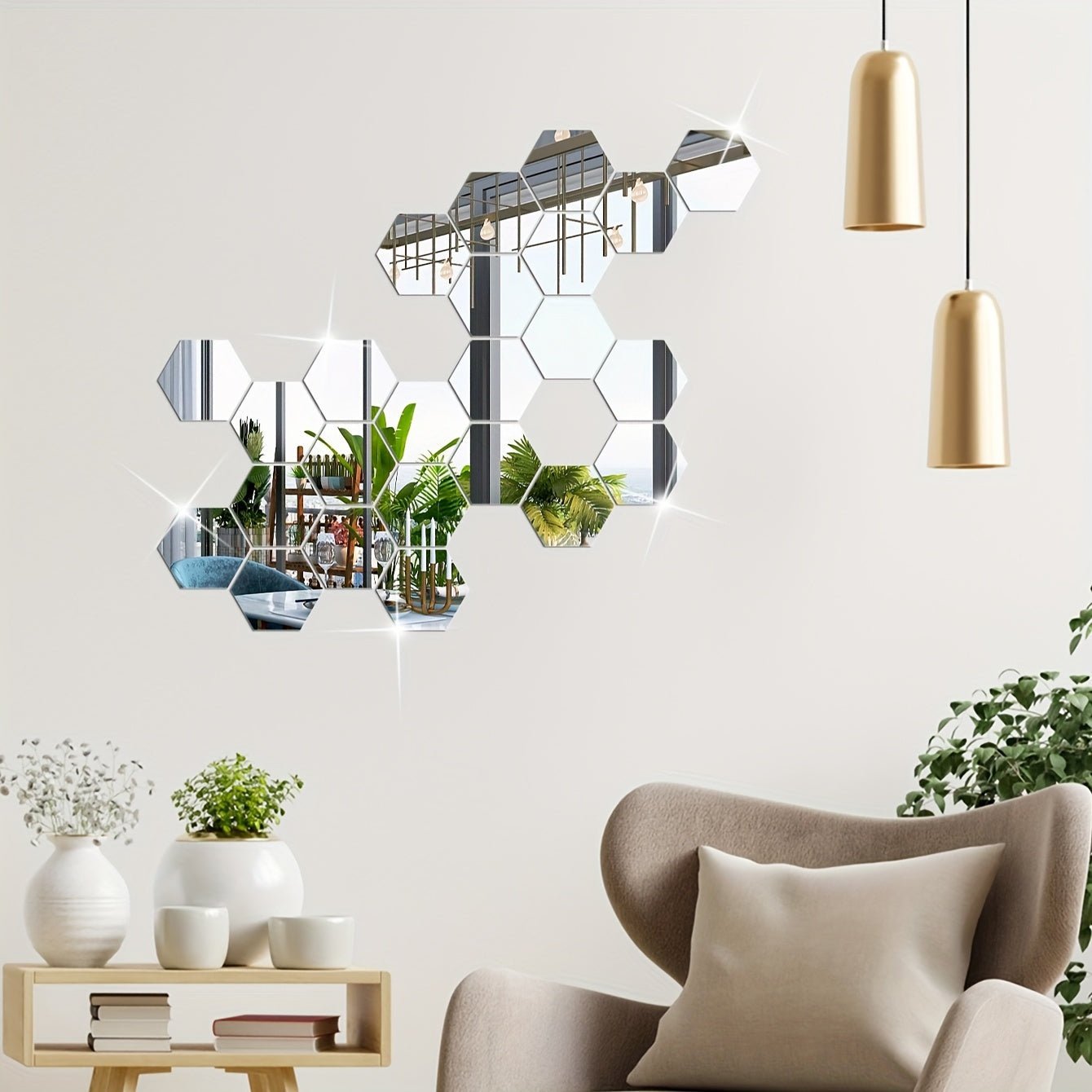 Hexagonal Elegant Acrylic Wall Decor Mirrors