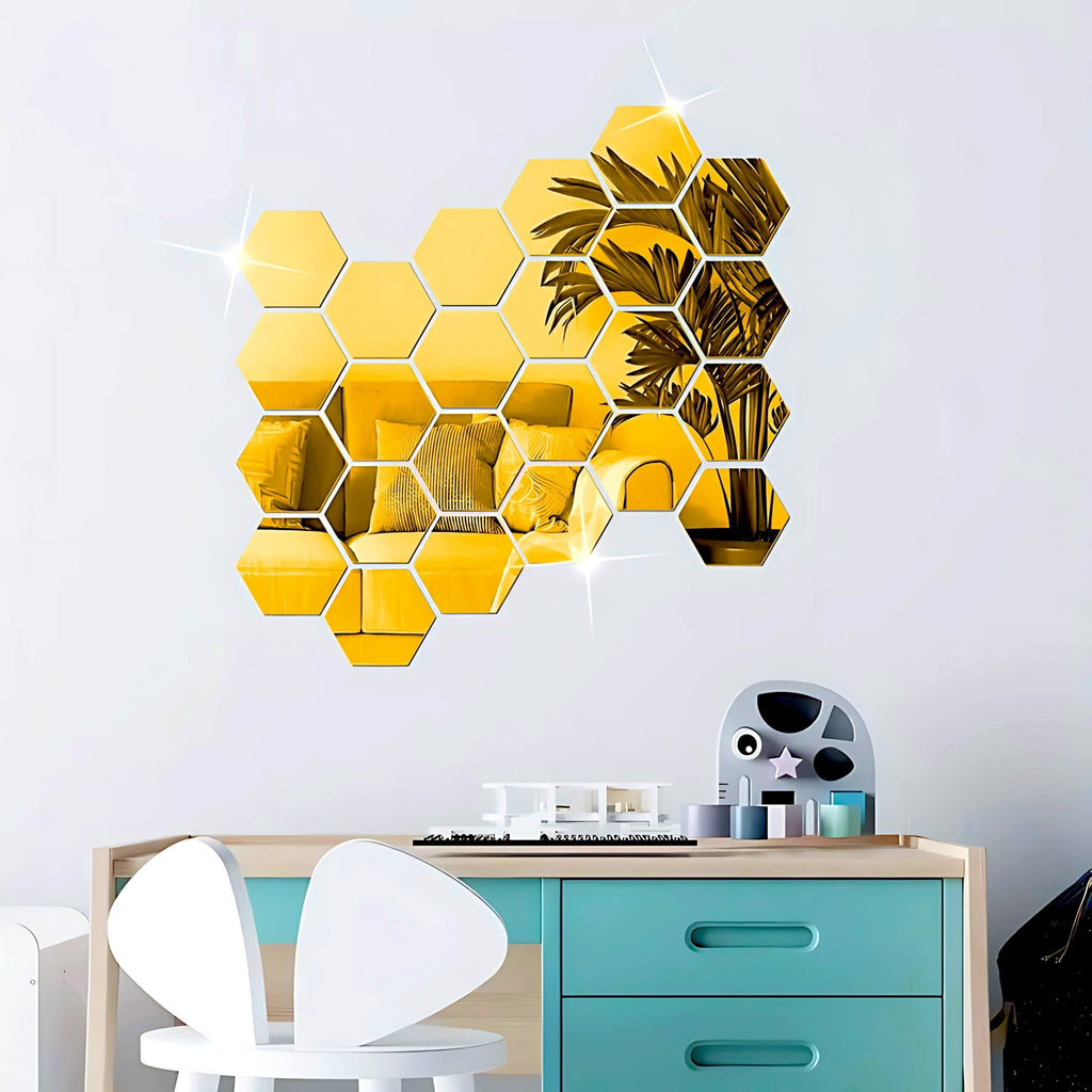Hexagonal Elegant Acrylic Wall Decor Mirrors